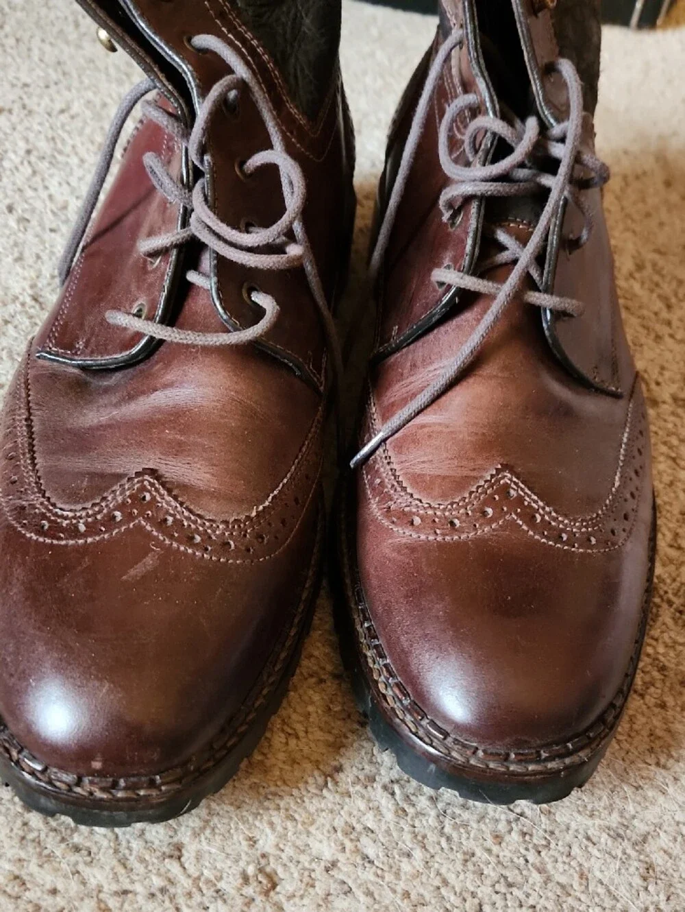 Johnston  & Murphy Men's Wingtip Shearling Lined Leather Boots Sz 12 M